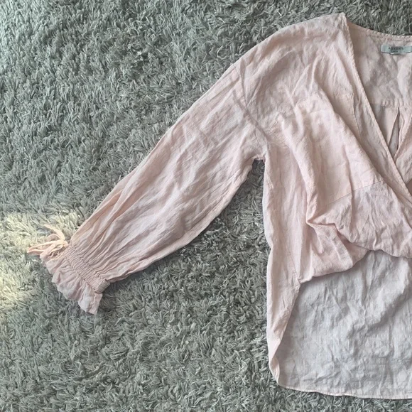 ALL SAINTS Crossover High Lo Flowy Blouse Blush Pink - Picture 7 of 16